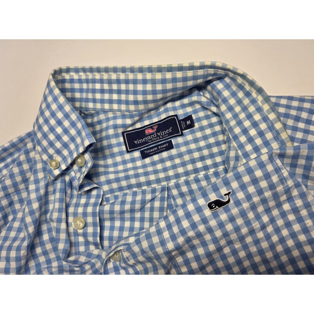 Vineyard Vines Tucker Shirt Mens Size M Long Sleeve Blue Check Button Down